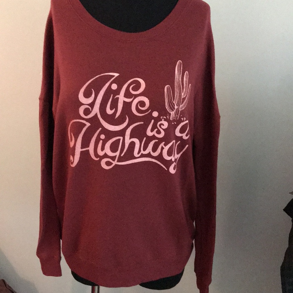 Lyric Culture LIFE IS A HIGHWAY Lyric Sweatshirt Size Medium